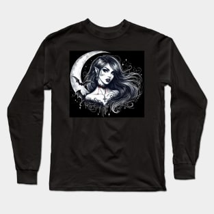 Moon and vampire girl Long Sleeve T-Shirt